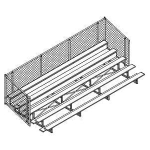 Jaypro Bleacher - 21' (5 Row - Single Foot Plank with Chain Link Rail) - Enclosed BLCH-521C