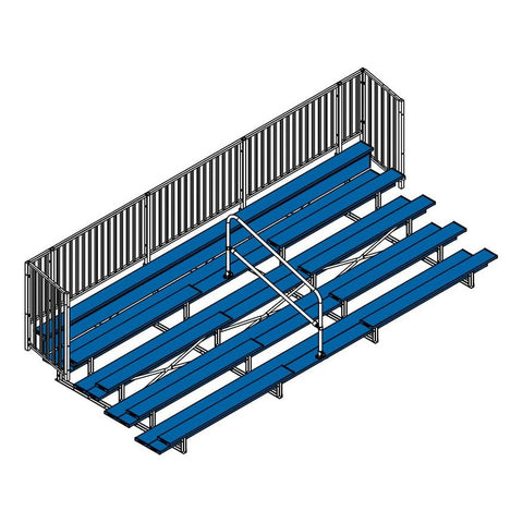 Jaypro Bleacher - 21' (5 Row - Single Foot Plank with Guard Rail & Aisle) - Enclosed (Powder Coated) BLCH-521ASGRPC