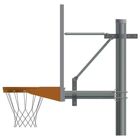 Jaypro Straight Post Basketball System (4-1/2" Pole with 4' Offset) 72"W x 42"H Perforated Steel Backboard