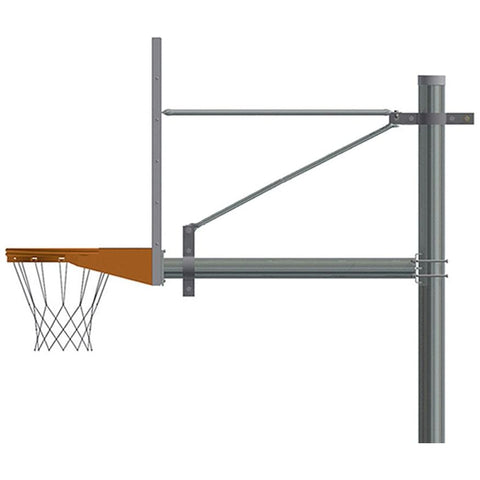 Jaypro Straight Post Basketball System (5-9/16" Pole with 6' Offset) 72"W x 42"H Perforated Steel Backboard