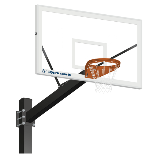 Jaypro Titan Basketball System (6"x 6" Pole with 6' Offset) 72" Glass Backboard (Surface Mount)