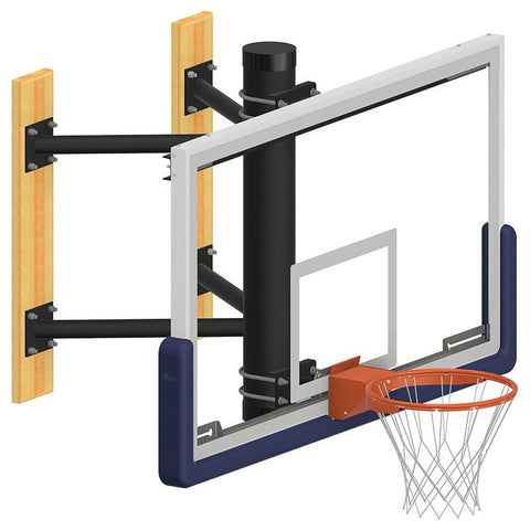 Jaypro Wall-Mounted Basketball Backstop 72"W x 42"H Glass Backboard (Indoor)