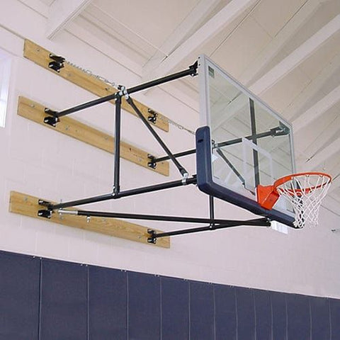 Jaypro Wall-Mounted Basketball Backstop Side Folding Stationary Glass Backboard
