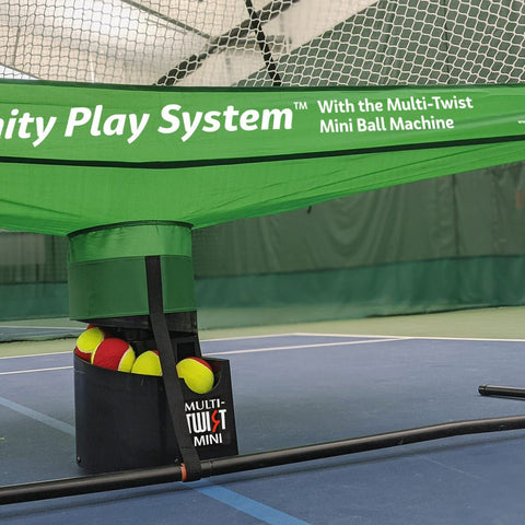 OnCourt OffCourt Infinity Play System with the Multi-Twist Mini Ball Machine TAIPMT