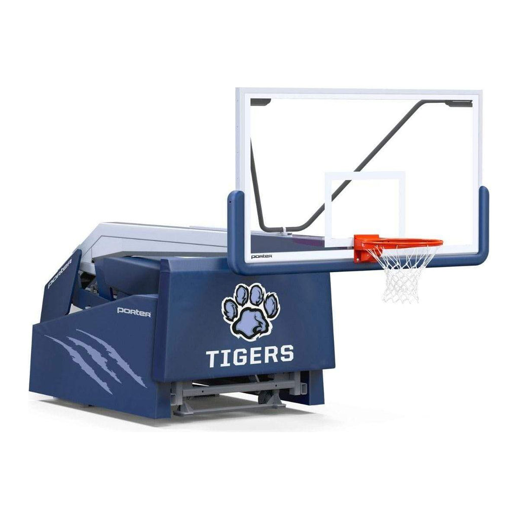 Porter Basketball Rim Porter 1835 Competition Motorized Portable Basketball Hoop w/ 8' Boom ...