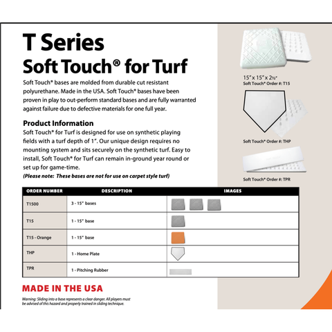 Soft Touch 15” Lightweight Double First Base For Turf T15LWDBL